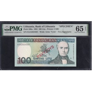Lithuania, 100 Litu, 1994, Gem UNC 65 EPQ, SPECIMEN