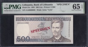 Lithuania, 500 Litu, 1991, Gem UNC 65 EPQ, 