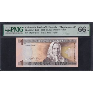 Lithuania, 1 Litas, 1994, Gem UNC 66 EPQ, REPLACEMENT