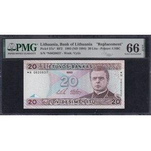 Lithuania, 20 Litu, 1993 (1994), Gem UNC 66 EPQ, Replacement
