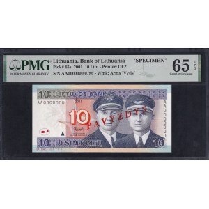 Lithuania, 10 Litu, 2001, Gem UNC 65 EPQ, SPECIMEN