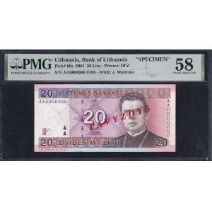 Lithuania, 20 Litu, 2001, Choice About UNC 58, SPECIMEN