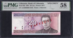 Lithuania, 20 Litu, 2001, Choice About UNC 58, 