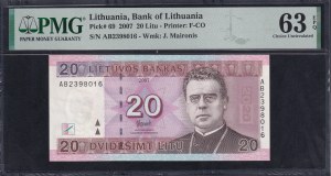 Lithuania, 20 Litu, 2007, Choice UNC 63 EPQ