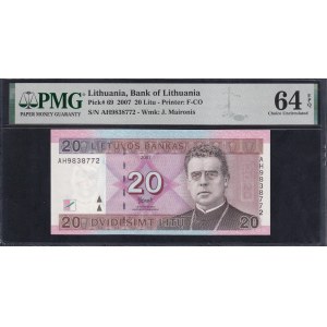 Lithuania, 20 Litu, 2007, Choice UNC 64 EPQ