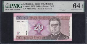 Lithuania, 20 Litu, 2007, Choice UNC 64 EPQ