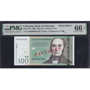 Lithuania, 100 Litu, 2007, Gem UNC 66 EPQ, SPECIMEN