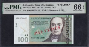 Lithuania, 100 Litu, 2007, Gem UNC 66 EPQ, 