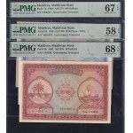 Maldives, Set of 6 Banknotes, 1-100 Rufiyaa, 1960, UNC