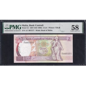 Malta, 2 Liri, 1967 (1989), Choice About UNC 58