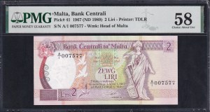 Malta, 2 Liri, 1967 (1989), Choice About UNC 58