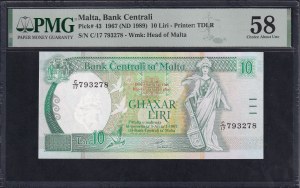 Malta, 10 Liri, 1967 (1989), Choice About UNC 58