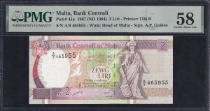 Malta, 2 Liri, 1967 (1994), Choice About UNC 58