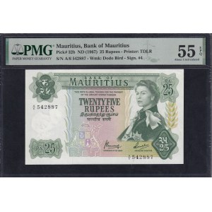 Mauritius, 25 Rupees, 1967, About UNC 55 EPQ