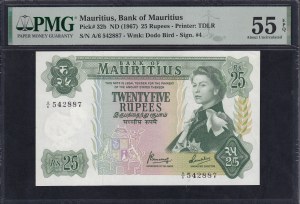 Mauritius, 25 Rupees, 1967, About UNC 55 EPQ