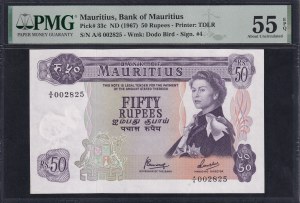 Mauritius, 50 Rupees, 1967, About UNC 55 EPQ
