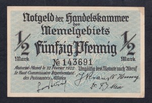 Memel, 1/2 Mark, 1922, AU