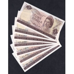 New Zealand,Set of 7 banknotes, 1 Dollar, 1967-1981,UNC