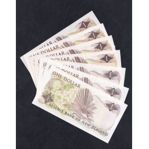 New Zealand,Set of 7 banknotes, 1 Dollar, 1967-1981,UNC