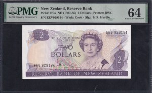 New Zealand, 2 Dollar, 1981-85, Choice UNC 64