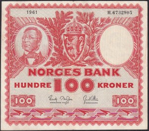 Norway, 100 Kroner, 1961, XF