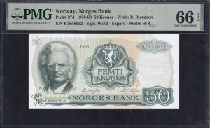 Norway, 50 Kroner, 196-83, Gem UNC 66 EPQ