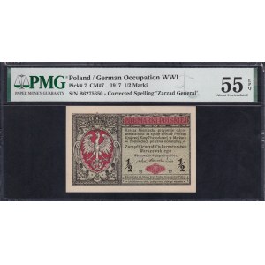 Poland, 1/2 Marki, 1917, About UNC 55 EPQ