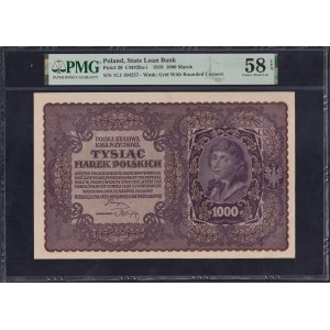 Poland, 1000 Marek, 1919, Choice About UNC 58 EPQ