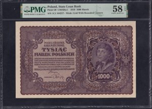 Poland, 1000 Marek, 1919, Choice About UNC 58 EPQ