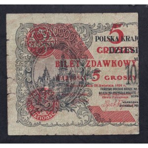 Poland, 5 Groszy, 1924, F