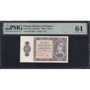 Poland, 1 Zloty, 1938, Choice UNC 64