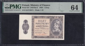 Poland, 1 Zloty, 1938, Choice UNC 64