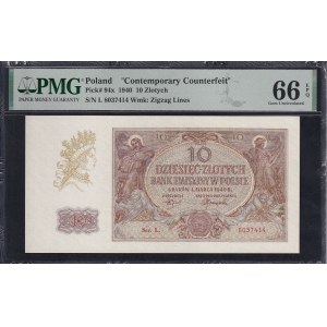 Poland, 10 Zlotych, 1940, Gem UNC 66 EPQ, CONTEMPORARY COUNTERFEIT