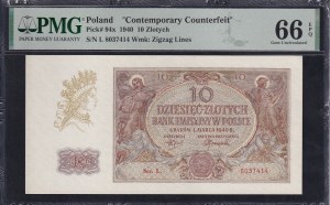 Poland, 10 Zlotych, 1940, Gem UNC 66 EPQ, 