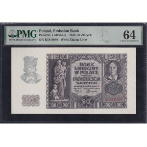 Poland, 20 Zlotych, 1940, Choice UNC 64