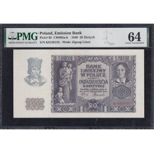 Poland, 20 Zlotych, 1940, Choice UNC 64