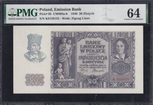 Poland, 20 Zlotych, 1940, Choice UNC 64