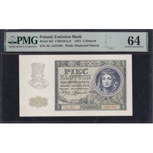 Poland, 5 Zlotych, 1941, Choice UNC 64