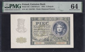 Poland, 5 Zlotych, 1941, Choice UNC 64