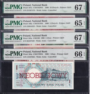 Poland, Set of 9 Banknotes, 1 Zloty- 500 Zlotych,1990, UNC