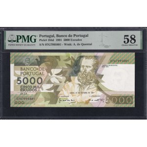 Portugal, 5000 Escudos, 1991, Choice About UNC 58