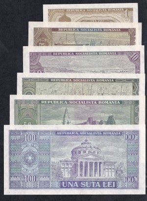 Romania, Set of 6 Banknotes, 1-100 Lei, 1966, UNC