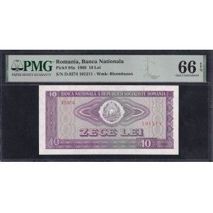 Roumanie, 10 Lei, 1966, Gem UNC 66 EPQ