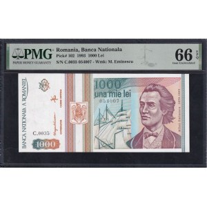 Romania, 1000 Lei, 1993, Gem UNC 66 EPQ