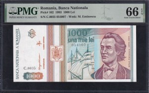 Romania, 1000 Lei, 1993, Gem UNC 66 EPQ