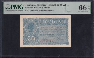 Romania, 50 Bani, 1917, Gem UNC 66 EPQ