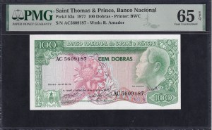 Saint Thomas & Prince, 100 Dobras, 1977, Gem UNC 65 EPQ