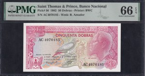 Saint Thomas & Prince, 50 Dobras, 1982, Gem UNC 66 EPQ