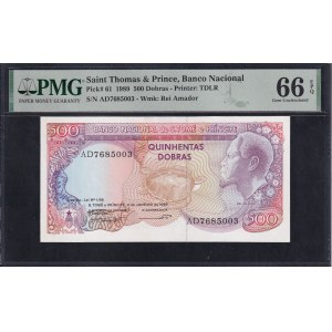 Saint Thomas & Prince, 500 Dobras, 1989, Gem UNC 66 EPQ