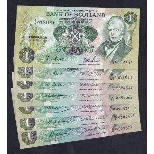 Scotland, Set of 7 Banknotes, 1 Pound, 1970-1988, UNC